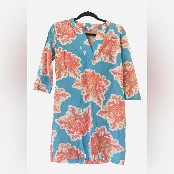 Crown & Ivy Blue Coral Mini Dress Size 4P - Picture 1 of 4